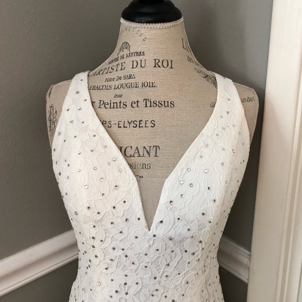 🔴FINAL CLEARANCE NEW ABBY PARIS SZ 2 IVORY LACE BEADED FORMAL EVENING GOWN - Picture 3 of 12